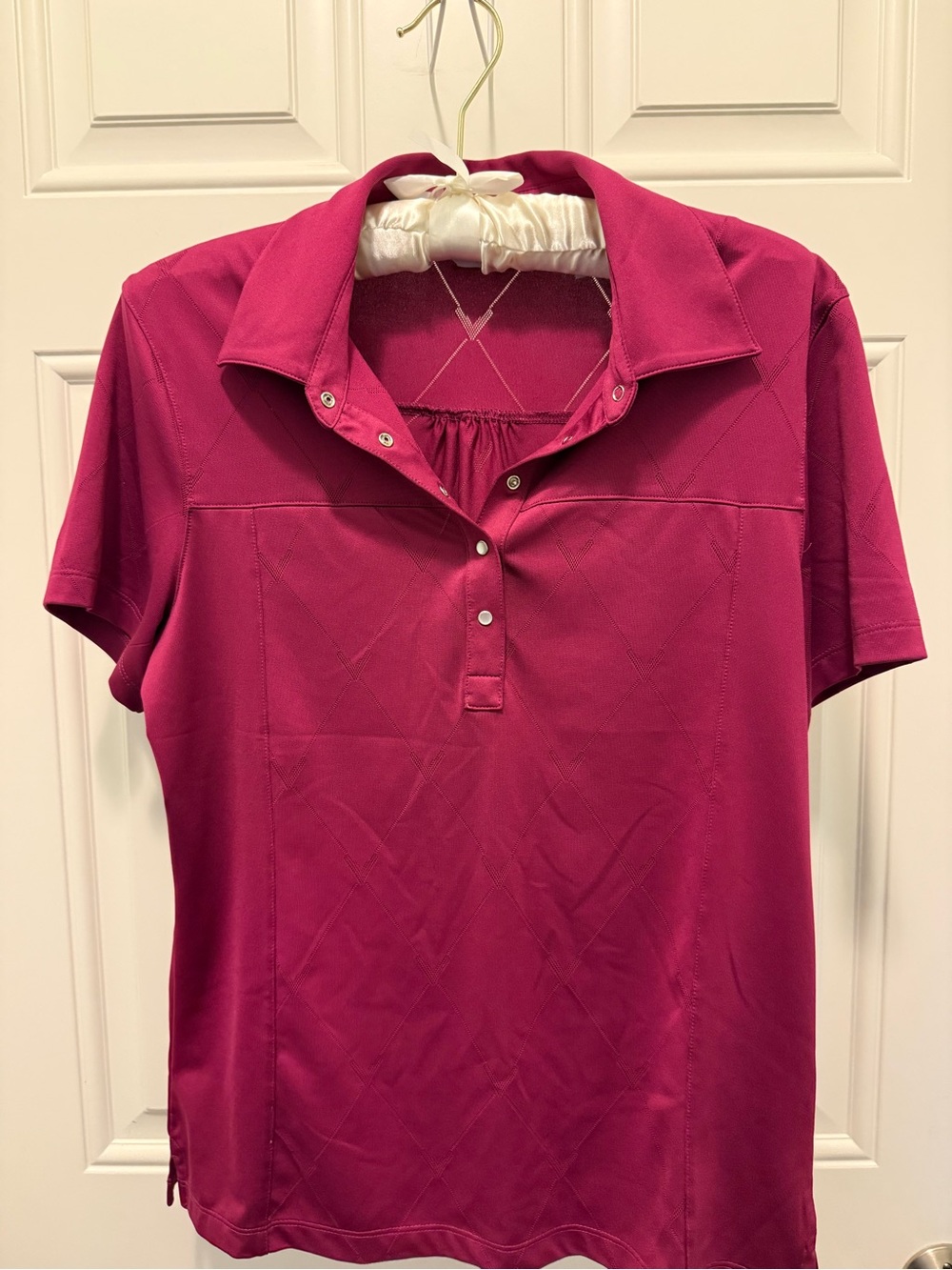 Callaway Women's Fuchsia Short-Sleeve Button Polo Ladies Medium